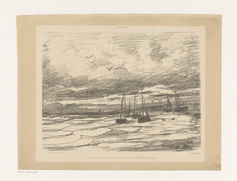 Stormachtig weer bij de kust van Scheveningen by Hendrik Willem Mesdag