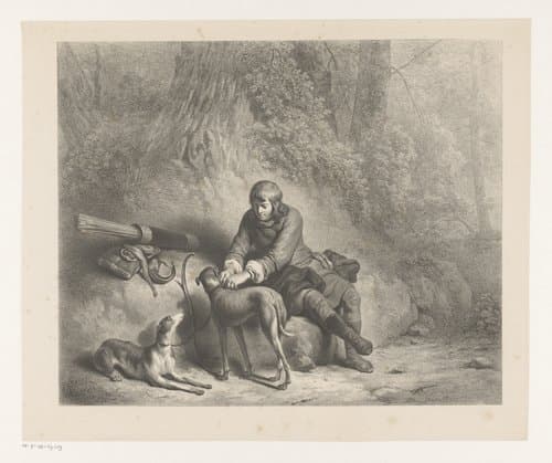 Chasseur s'apprêtant à la Chasse by Barend Cornelis Koekkoek; Roelof van der Meulen