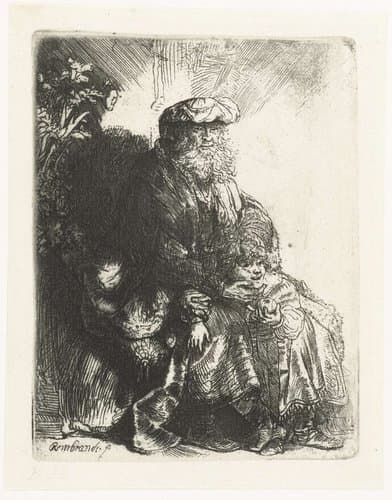 Abraham caressing Isaac by Rembrandt van Rijn