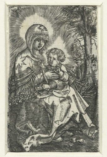 Maria met kind in landschap by Albrecht Altdorfer