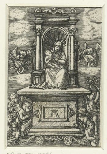 Madonna met kind op een altaar by Albrecht Altdorfer
