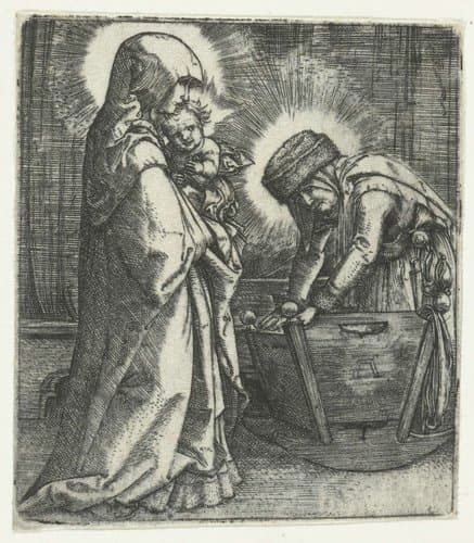 Maria met het Christuskind en Anna bij een wieg by Albrecht Altdorfer
