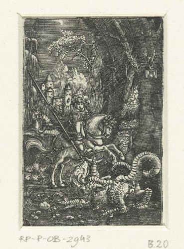 Heilige Joris doodt de draak by Albrecht Altdorfer