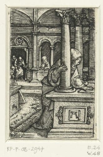 Maria zoekt naar haar zoon in de synagoge by Albrecht Altdorfer