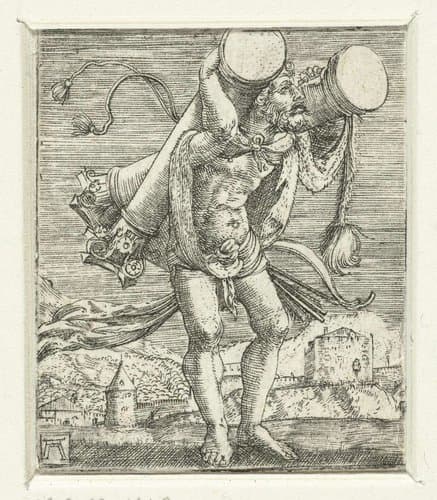 Hercules draagt de zuilen by Albrecht Altdorfer
