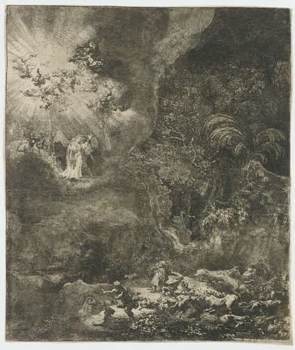De verkondiging aan de herders by Rembrandt van Rijn