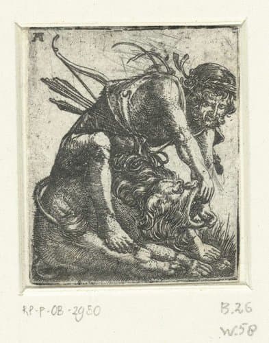 Hercules doodt de Nemeïsche leeuw by Albrecht Altdorfer