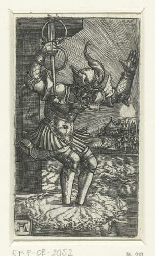 Horatius Cocles springt in de Tiber by Albrecht Altdorfer