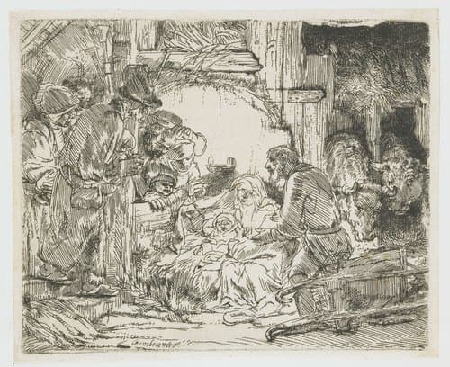 The adoration of the shepherds: with the lamp by Rembrandt van Rijn