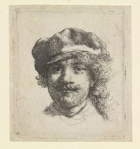 Zelfportret met pet by Rembrandt van Rijn