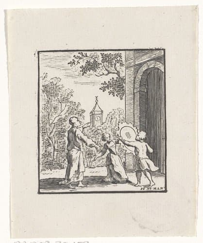 Voorstelling van een verhaal uit de Aesopus fabelen by Hendrik Numan