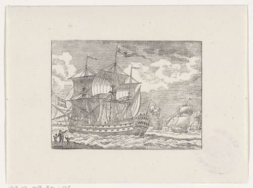 Schepen op zee by Hendrik Numan