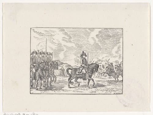 Cavalerie in een veldslag by Hendrik Numan