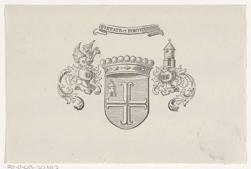 Vignet met het wapen van de familie Van der Capellen by Hendrik Numan