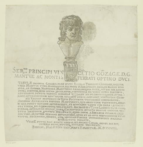 Titelprent met portret van kunstenaar Andrea Mantegna