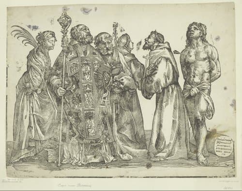 Zes staande heiligen by Andrea Andreani