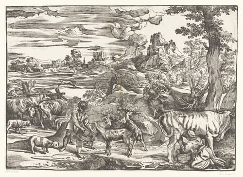 Landschap met melkmeid by Titiaan; Nicolò Boldrini
