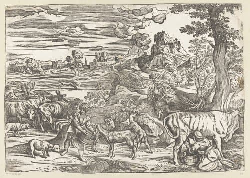 Landschap met melkmeid by Titiaan; Nicolò Boldrini