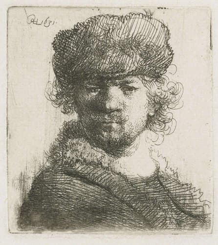 Self-portrait in a Heavy Fur Cap by Rembrandt van Rijn