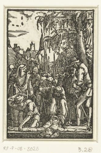 Christus aan het kruis genageld by Albrecht Altdorfer