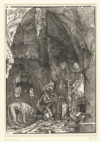 Heilige Hieronymus in een grot by Albrecht Altdorfer