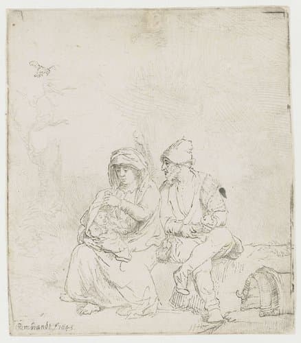 The rest on the flight to Egypt: lightly etched by Rembrandt van Rijn