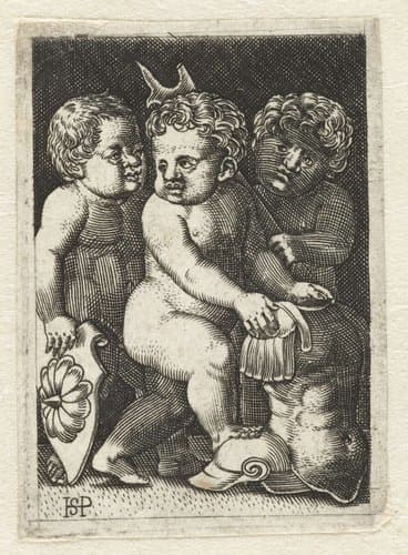 Drie putti met wapenrusting by Hans Sebald Beham