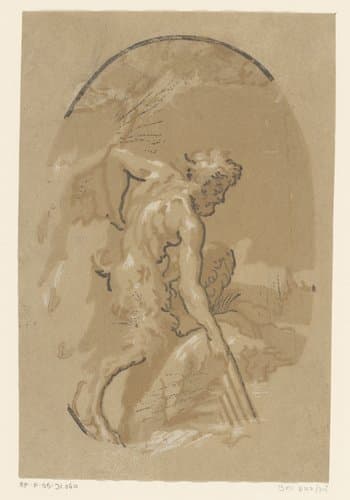 Marsyas die Minerva's panfluit vindt by Ugo da Carpi