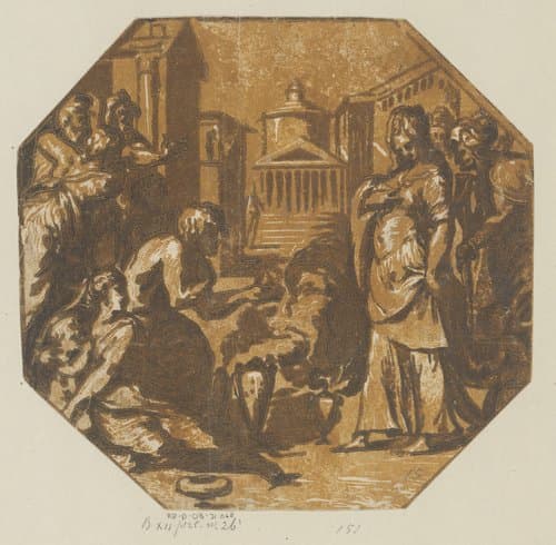 Psyche als godin aanbeden door het volk by Antonio da Trento; Niccolò Vicentino