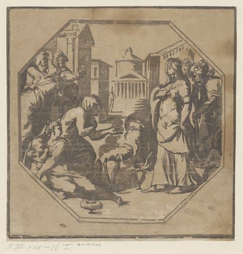 Psyche als godin aanbeden door het volk by Antonio da Trento; Niccolò Vicentino