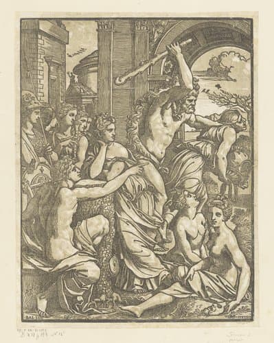Hebzucht verdreven uit de tempel van de Muzen by Ugo da Carpi