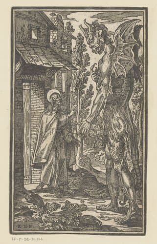 Verzoeking van een heilige door de duivel by Geronima Cagnaccia Parasole