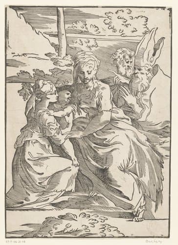 Vrouwelijke heilige ontvangt het Christuskind by Antonio da Trento
