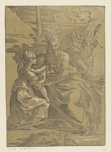 Vrouwelijke heilige ontvangt het Christuskind by Antonio da Trento