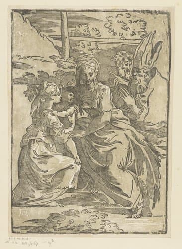 Vrouwelijke heilige ontvangt het Christuskind by Antonio da Trento