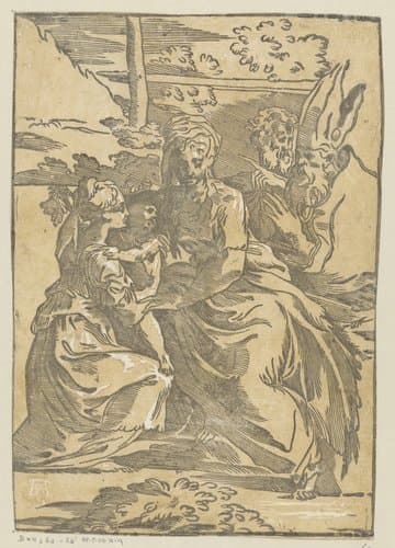Vrouwelijke heilige ontvangt het Christuskind by Antonio da Trento