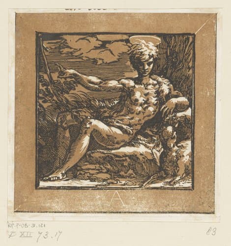 Johannes de Doper in de wildernis by Antonio da Trento