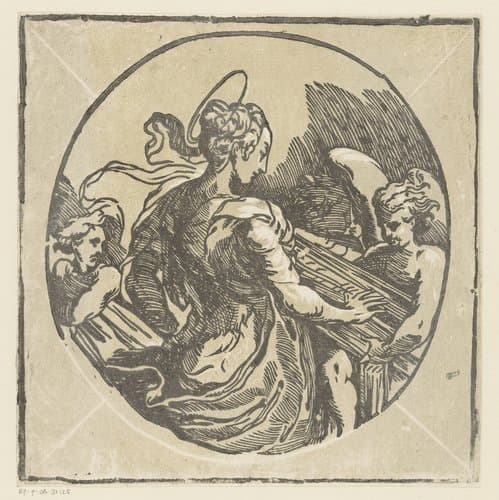 Heilige Cecilia musicerend by Antonio da Trento