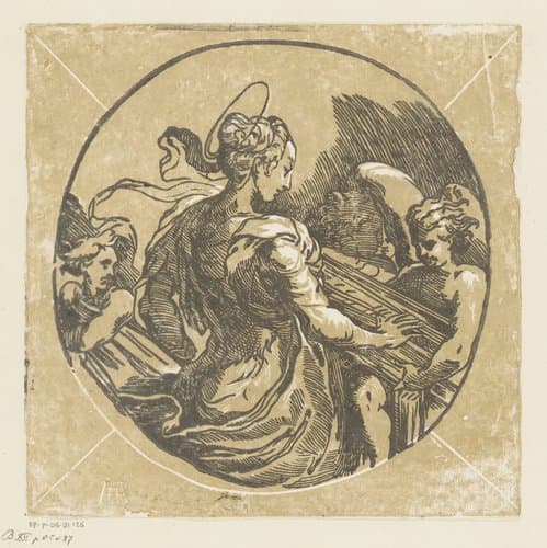 Heilige Cecilia musicerend by Antonio da Trento
