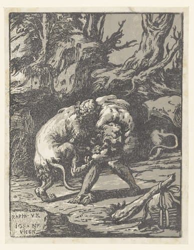 Hercules en de Nemeïsche leeuw by Niccolò Vicentino