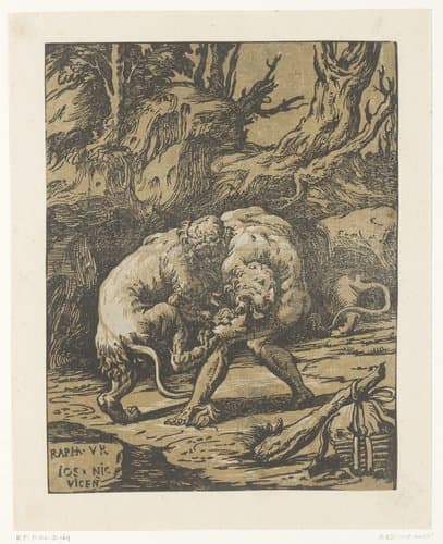 Hercules en de Nemeïsche leeuw by Niccolò Vicentino