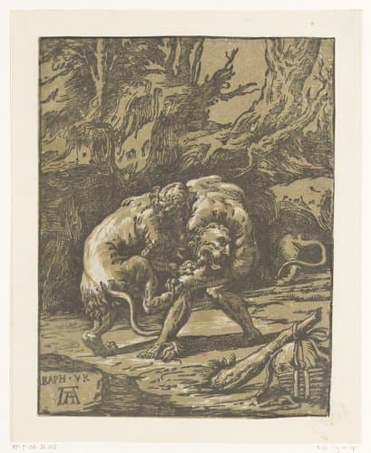 Hercules en de Nemeïsche leeuw by Niccolò Vicentino