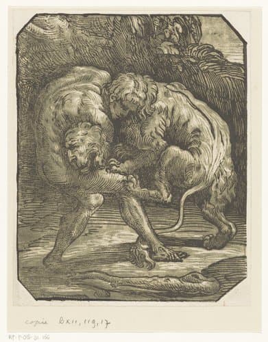 Hercules en de Nemeïsche leeuw by anonymous; Niccolò Vicentino