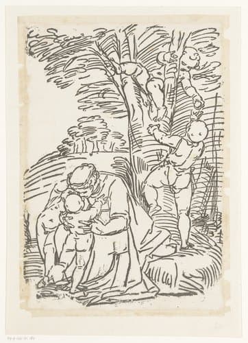 Maria met het Christuskind en spelende kinderen by Monogrammist GGN