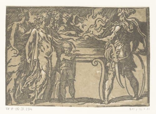 Mucius Scaevola steekt zijn hand in het vuur by Antonio da Trento