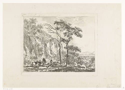 Landschap met herders by Friedrich Wilhelm Burmeister