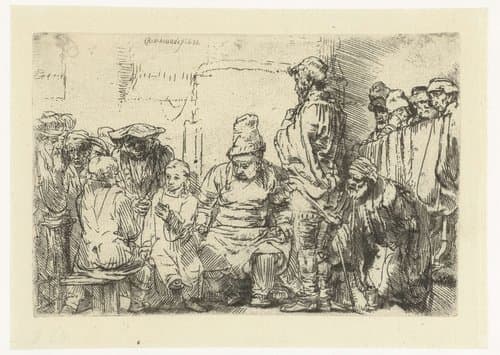Christus en de schriftgeleerden by Rembrandt van Rijn