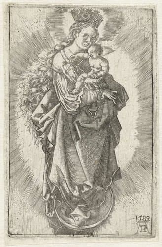 Maria met kind op een maansikkel by Monogrammist AH (16e eeuw)
