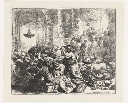 Christ driving the money changers from the temple by Rembrandt van Rijn