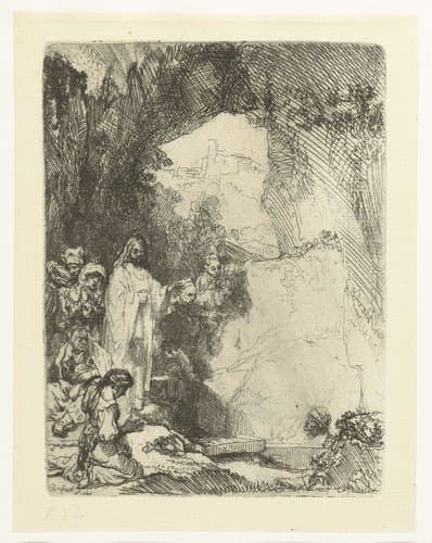De opwekking van Lazarus: kleine plaat by Rembrandt van Rijn